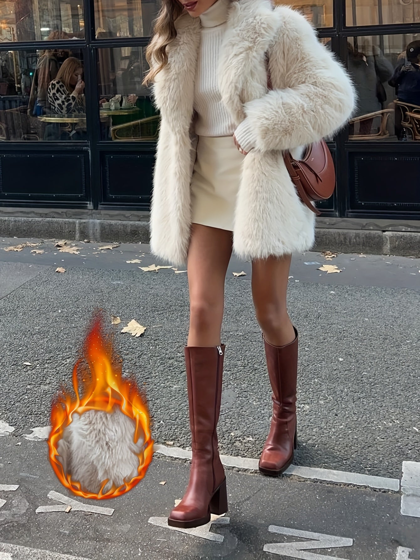 Women's French-Inspired Winter Coat with Luxurious White Trim - Elegant Oversized Jacket, Machine Washable Plush Jacket for Cold Weather, Coat of Arms Collar (No- Removal) - Versatile Outerwear for Parties, & Daily Use, Winte