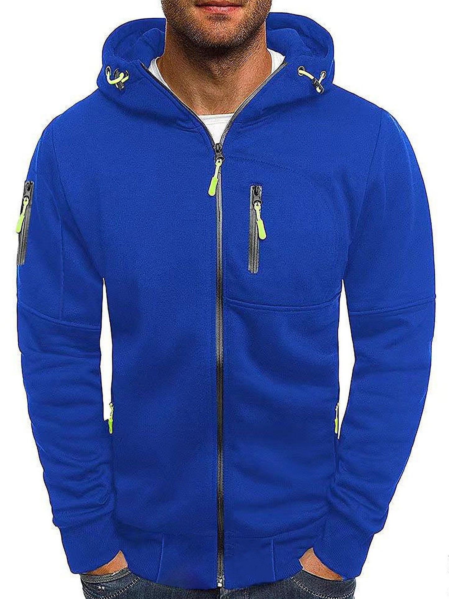Mens Essential Zip-Up Hoodie - Long Sleeve, Lightweight, Gym-Ready Jacket for Spring & Fall