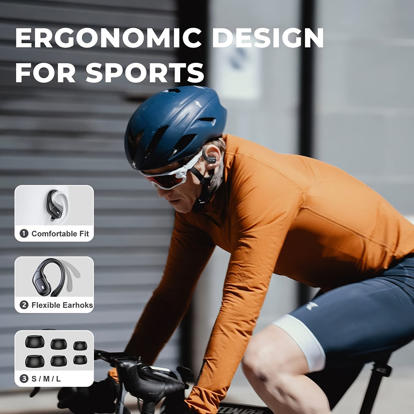 LIFEBEE New Wireless Earphones, Wireless Earbuds for Running Sports, Stereo Audio LED Display, ENC Noise Cancelling Headset Built-in Mic Over-Ear Headphones Earphones with Earhooks