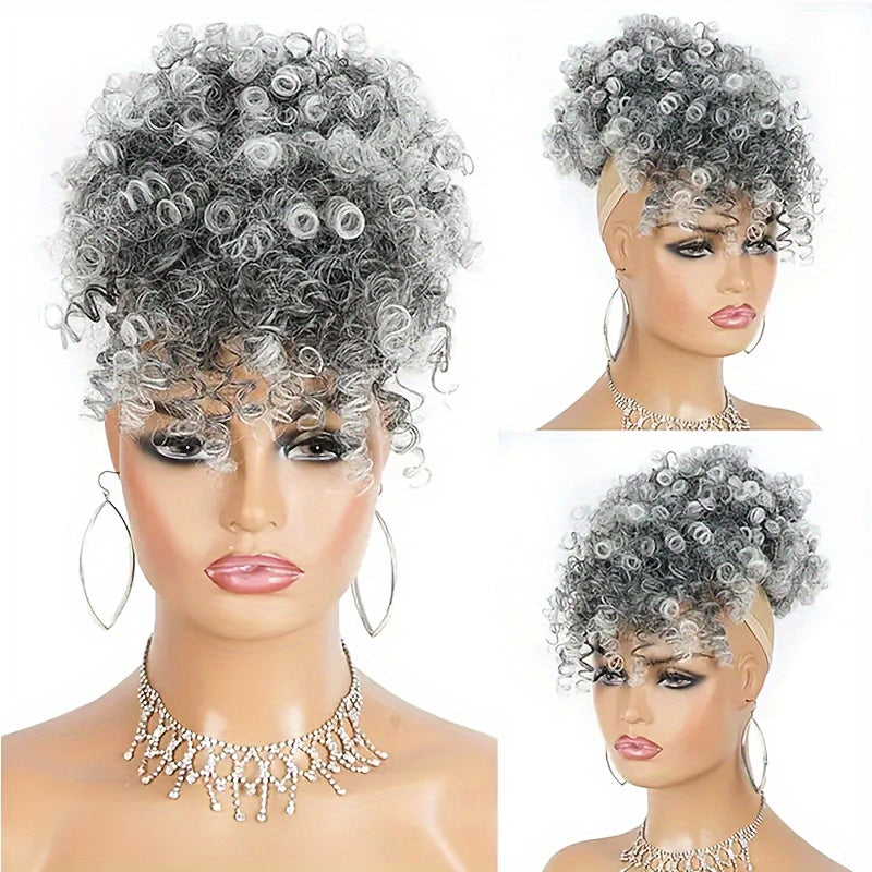 Drawstring Hair Bun Ponytail Short Curly Ponytail Extensions Synthetic Clip In Hair Extensions Elegant For Daily Use Hair Accessories