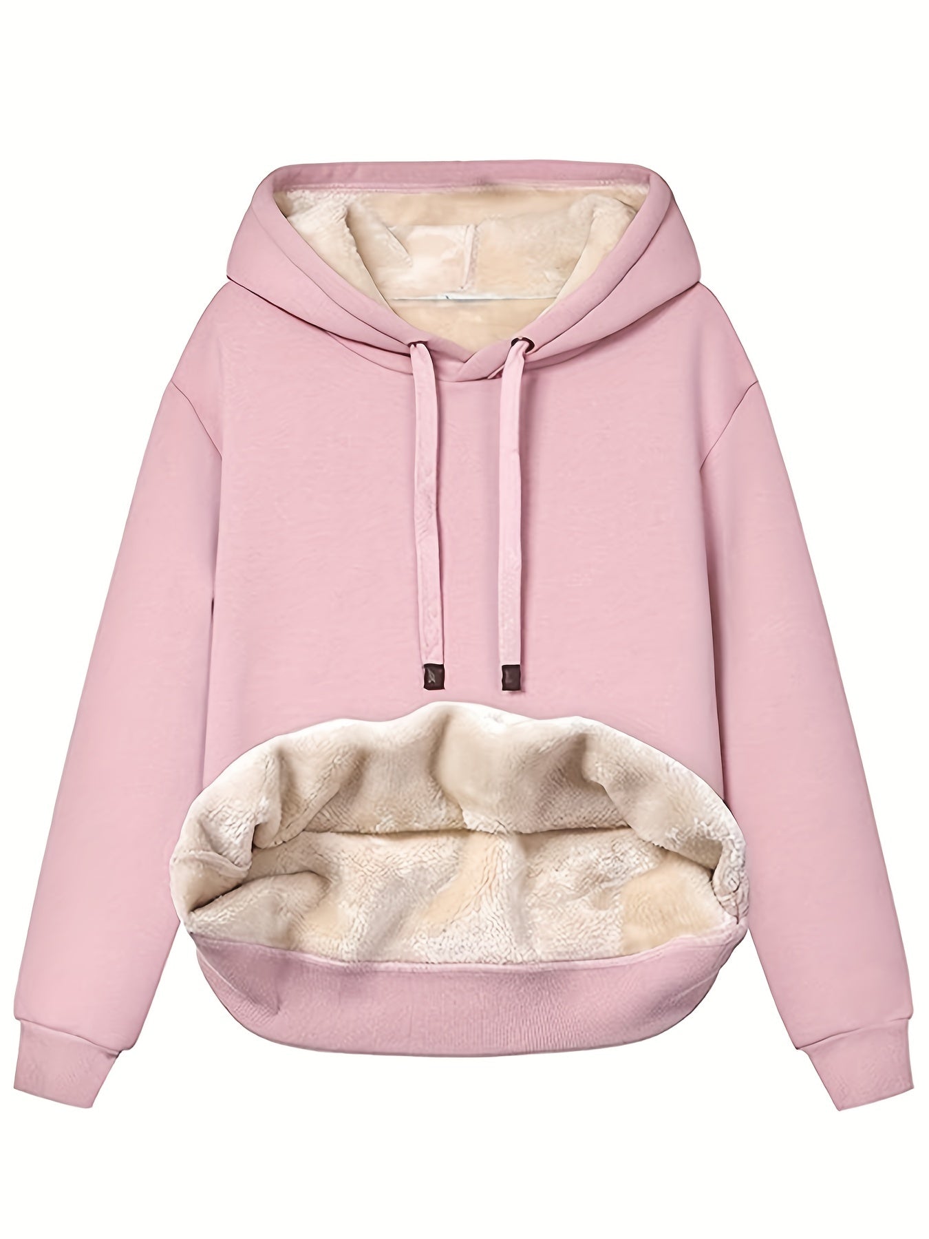 Solid Kangaroo Pocket Hoodie, Casual Long Sleeve Hoodie For Fall & Winter, Women's Clothing