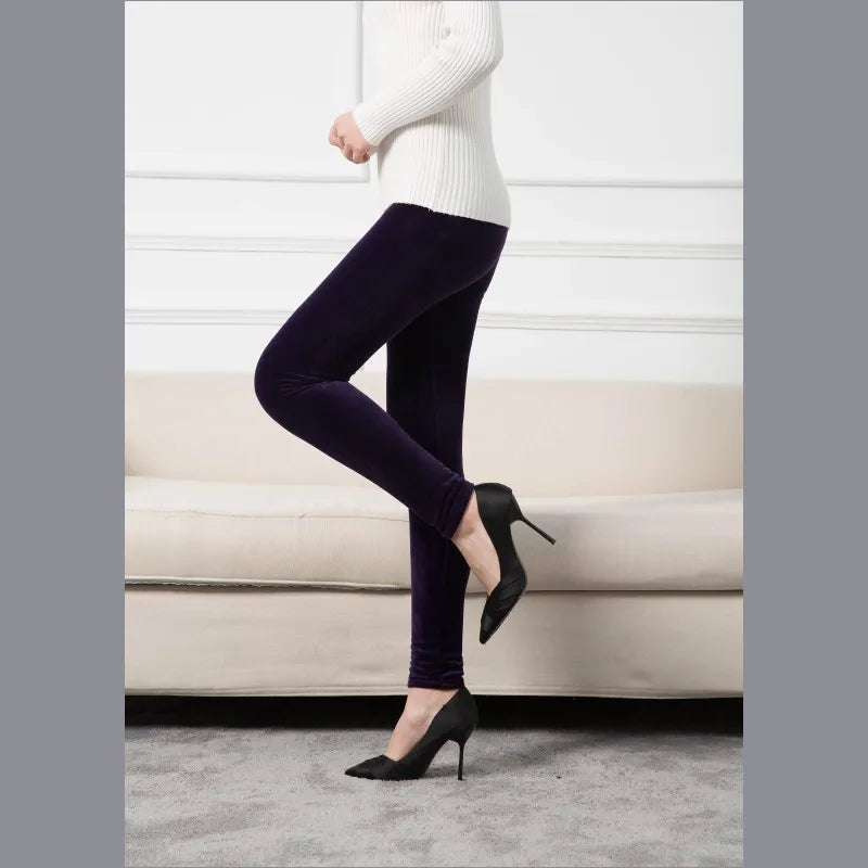 Warm Pants Knit Autumn Winter Fashion Plus Thick Velvet Warm Double Sided Cashmere Leggings High Waist Thermal Leggings