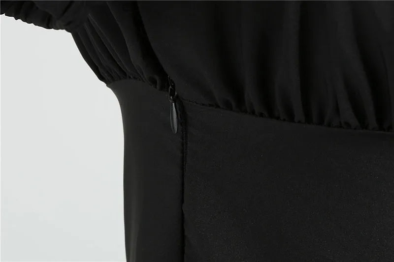 Women Vintage Dress Robe Elegant Party  Casual Office Midi Dress Femme Summer Puff Sleeve Square Collar Solid Red