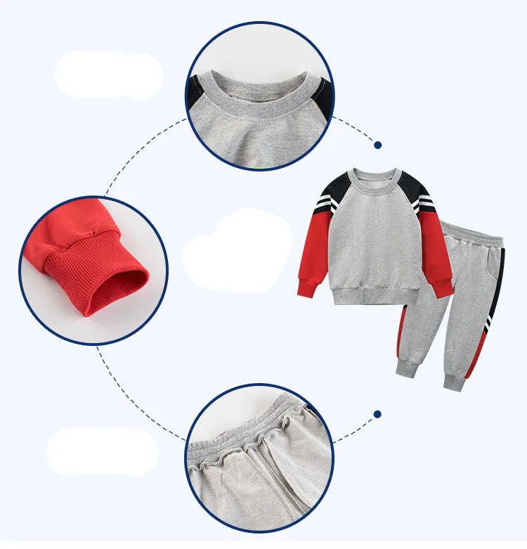 New Boys Clothes Spring Kids Sport Suit Children Clothing Sets Striped T-Shirt+Pants 2Pcs Outfit Autumn Girls Clothes Tracksuits