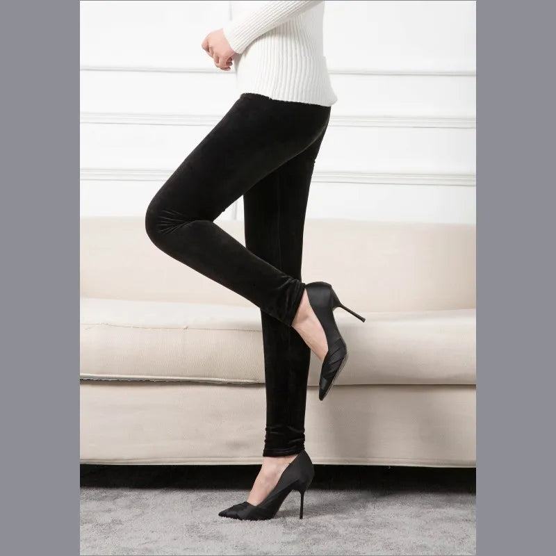 Warm Pants Knit Autumn Winter Fashion Plus Thick Velvet Warm Double Sided Cashmere Leggings High Waist Thermal Leggings