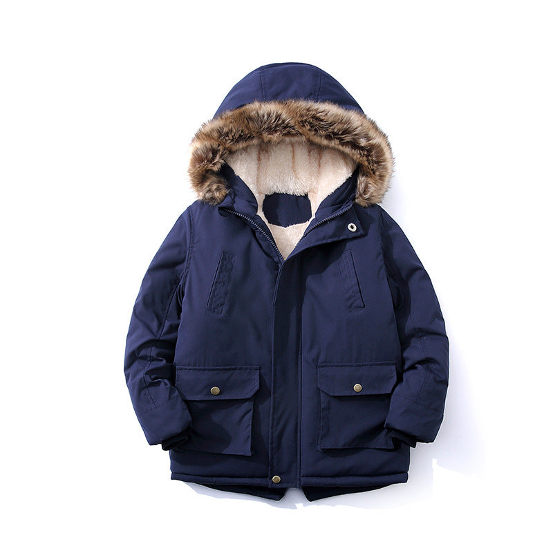 Boys Jacket 2-14 Years Old Resist The Severe Cold Heavy Thick Plus Velvet High Quality Long Hooded Coat For Kids Windbreaker