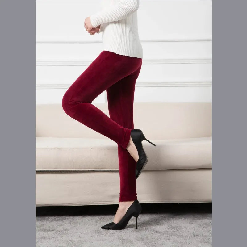Warm Pants Knit Autumn Winter Fashion Plus Thick Velvet Warm Double Sided Cashmere Leggings High Waist Thermal Leggings