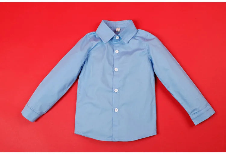 Teenage Boys Shirts School Shirt For Boys Turn Down Collar Shirt For Girls White Kids Birthday Dress Blouse 6 8 10 12 14 Year