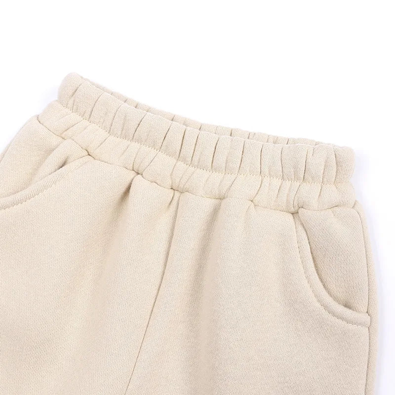 2-12 years old children's clothing winter new boys and girls' fleece sweater suit hooded Plush sportswear children's suit