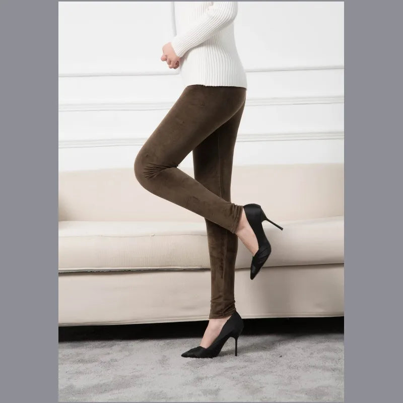 Warm Pants Knit Autumn Winter Fashion Plus Thick Velvet Warm Double Sided Cashmere Leggings High Waist Thermal Leggings
