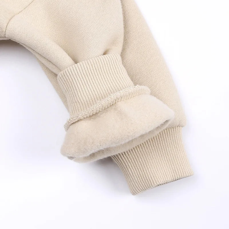 2-12 years old children's clothing winter new boys and girls' fleece sweater suit hooded Plush sportswear children's suit