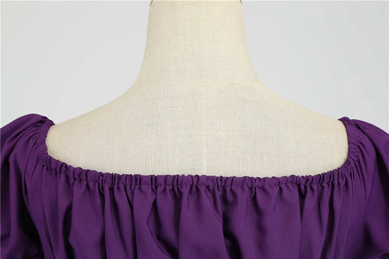 Women Vintage Dress Robe Elegant Party  Casual Office Midi Dress Femme Summer Puff Sleeve Square Collar Solid Red