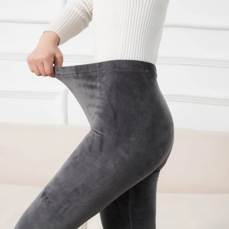 Warm Pants Knit Autumn Winter Fashion Plus Thick Velvet Warm Double Sided Cashmere Leggings High Waist Thermal Leggings