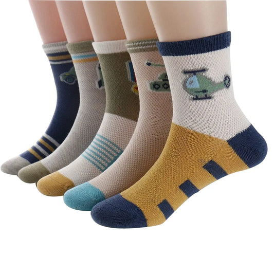 2024 Summer New Children Socks Mesh breathable Style Cotton Boys Socks 3-15 Year Kids Socks 5 pairs/lot