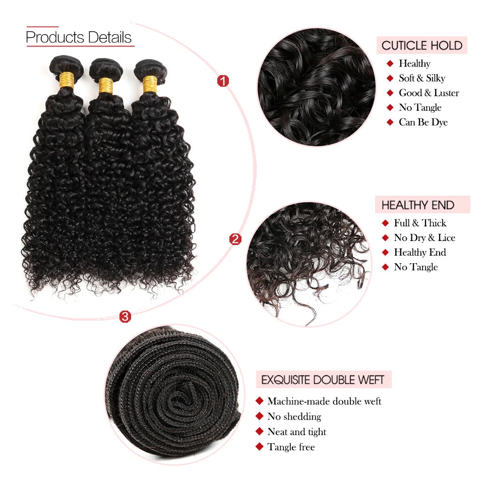Brazilian Kinky Curly Bundles Nature Black Human Hair Extension Sleek Jerry Curl 100% Remy Human Hair Can Buy 3 Or 4 Bundles