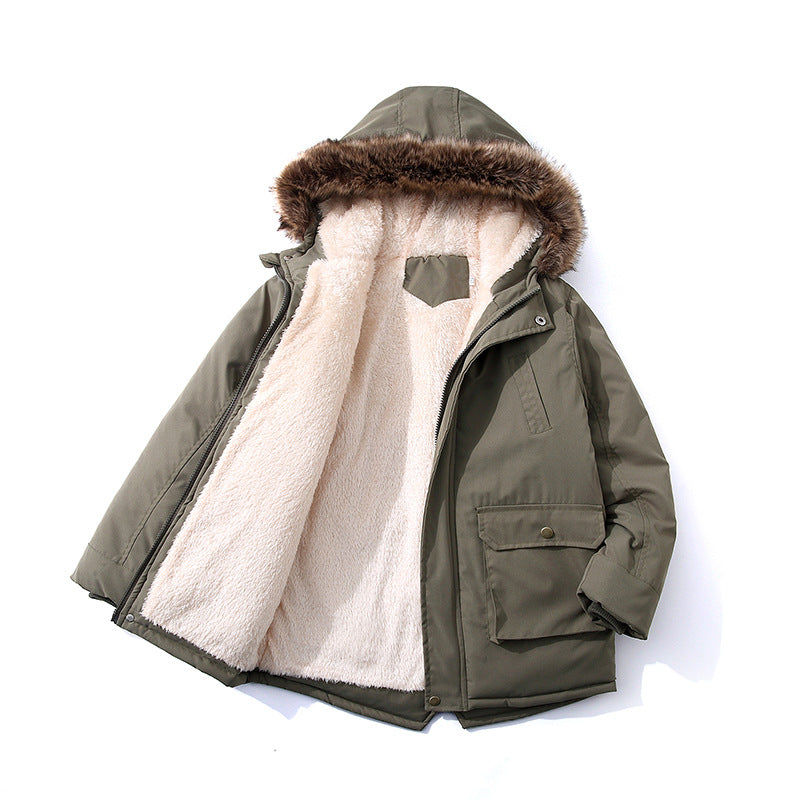 Boys Jacket 2-14 Years Old Resist The Severe Cold Heavy Thick Plus Velvet High Quality Long Hooded Coat For Kids Windbreaker