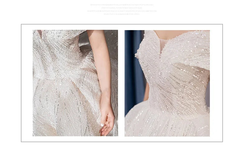 Ezkuntza Luxury Shiny Wedding Dress Sweetheart Bridal Gown Off The Shoulder Vestido De Noiva Robe De Mariee Customized