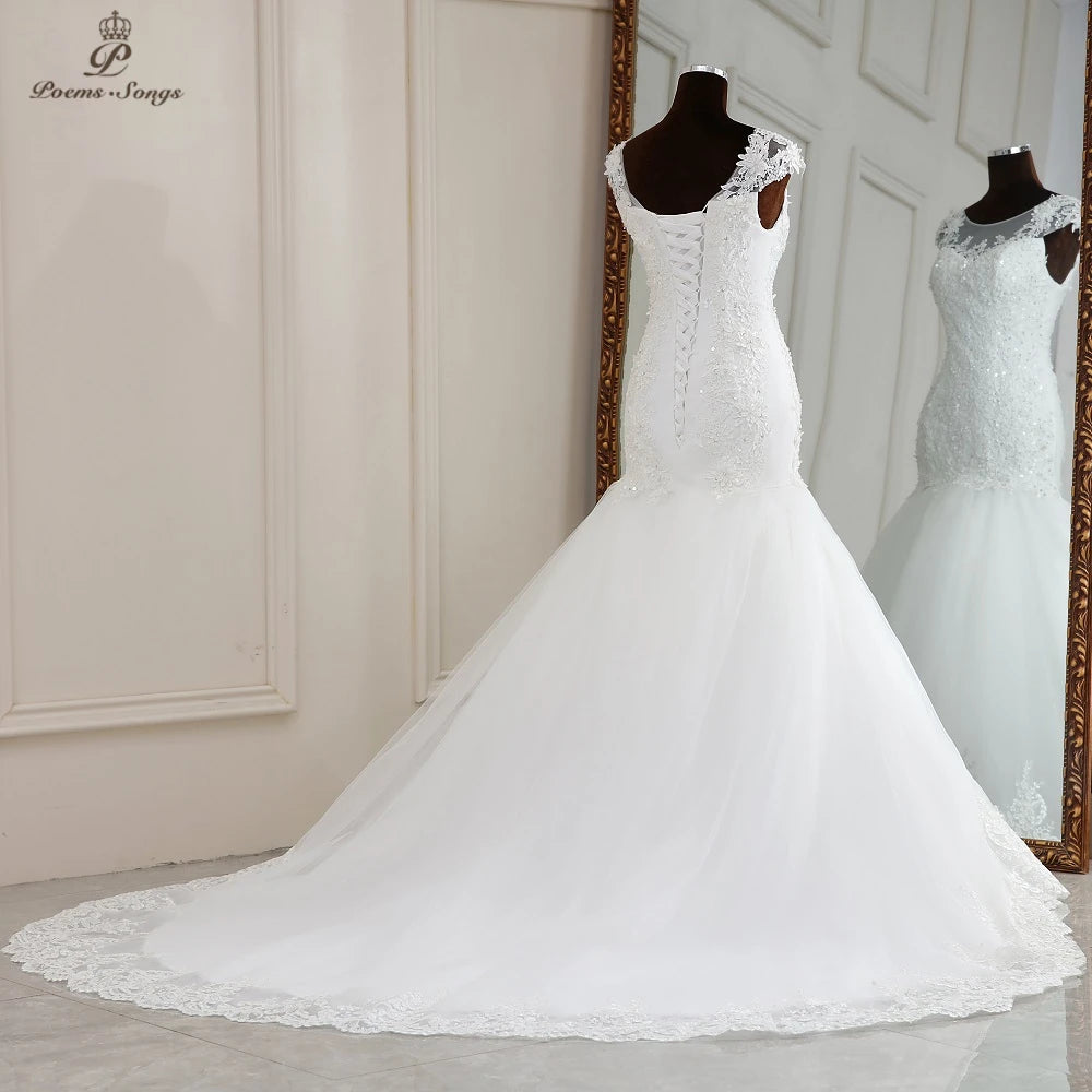 Customized Real photo Real video Elegant mermaid wedding dress marriage dress robe de mariee vestidos de novia sereia