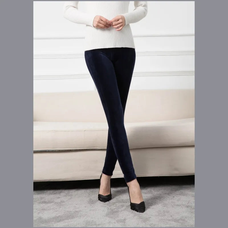 Warm Pants Knit Autumn Winter Fashion Plus Thick Velvet Warm Double Sided Cashmere Leggings High Waist Thermal Leggings