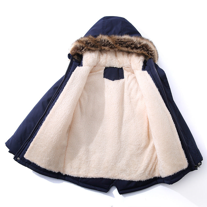 Boys Jacket 2-14 Years Old Resist The Severe Cold Heavy Thick Plus Velvet High Quality Long Hooded Coat For Kids Windbreaker