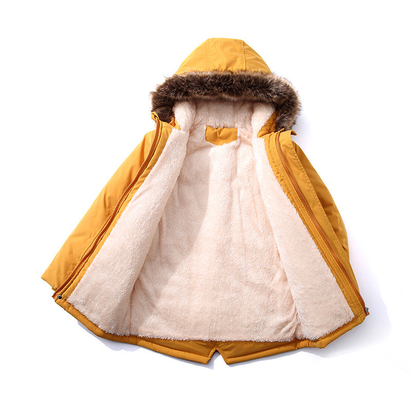 Boys Jacket 2-14 Years Old Resist The Severe Cold Heavy Thick Plus Velvet High Quality Long Hooded Coat For Kids Windbreaker