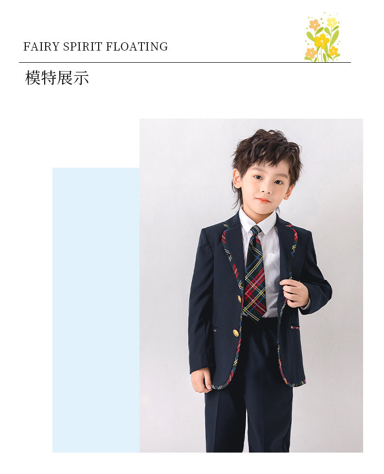 Boys School Uniform Girls Jacket Plaid Skirt Suits Children Formal Dress Toddler Student Clothes Sets Kids British Class Outfits