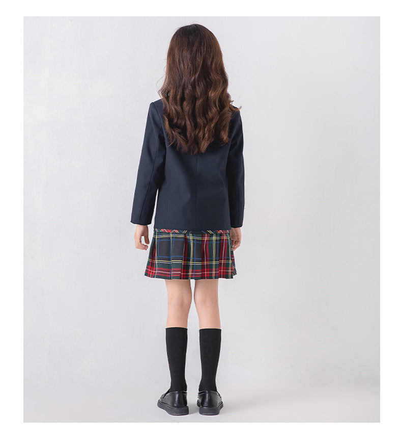 Boys School Uniform Girls Jacket Plaid Skirt Suits Children Formal Dress Toddler Student Clothes Sets Kids British Class Outfits