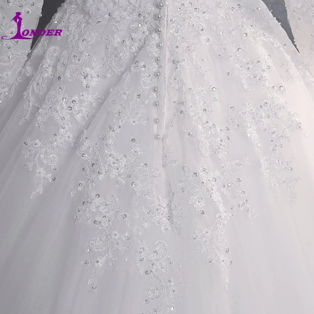 Muslim Wedding Dress 2024 Elegant High Neck With Train Princess Bride Dress Luxury Lace Wedding Gown Customized Vestido De Noiva