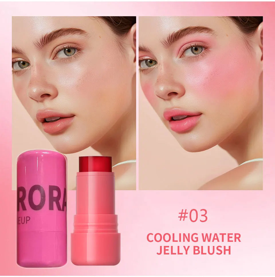 Jelly blush lip gloss stick for lazy people to contour, even skin tone, brighten and color, easy to apply for both lips and face