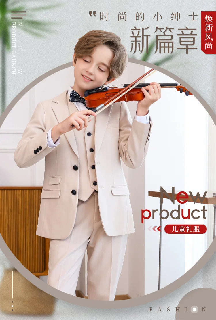 Child Boys Wedding Suit 1-14 Years Teenage Boy Suits Outfits Set Spring Autumn Elegant Boy Formal Piano Performance Costume Suit