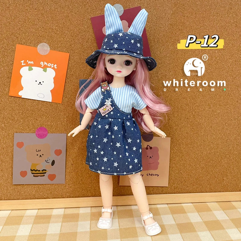 New 30cm BJD Doll High Beauty Asian Girl Toy For Chilren Retro Classic Wedding Dress Lolita Noble Rabbit Holiday Birthday Gift