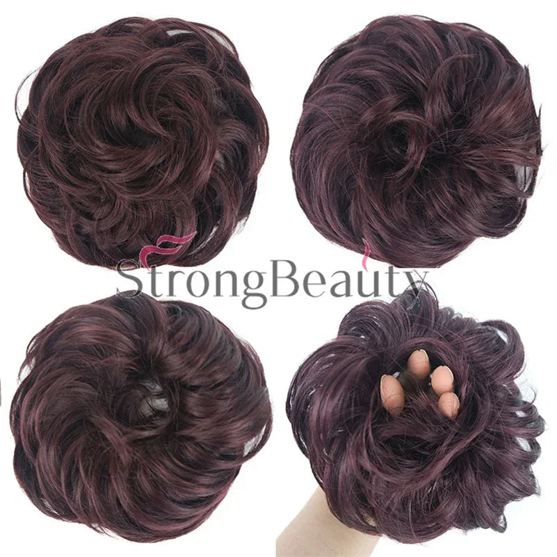 Synthetic Messy hair piece Daily Use Donut Chignon Scrunchies Fake Elastic Hairpiece Blonde Brown Bun For Women