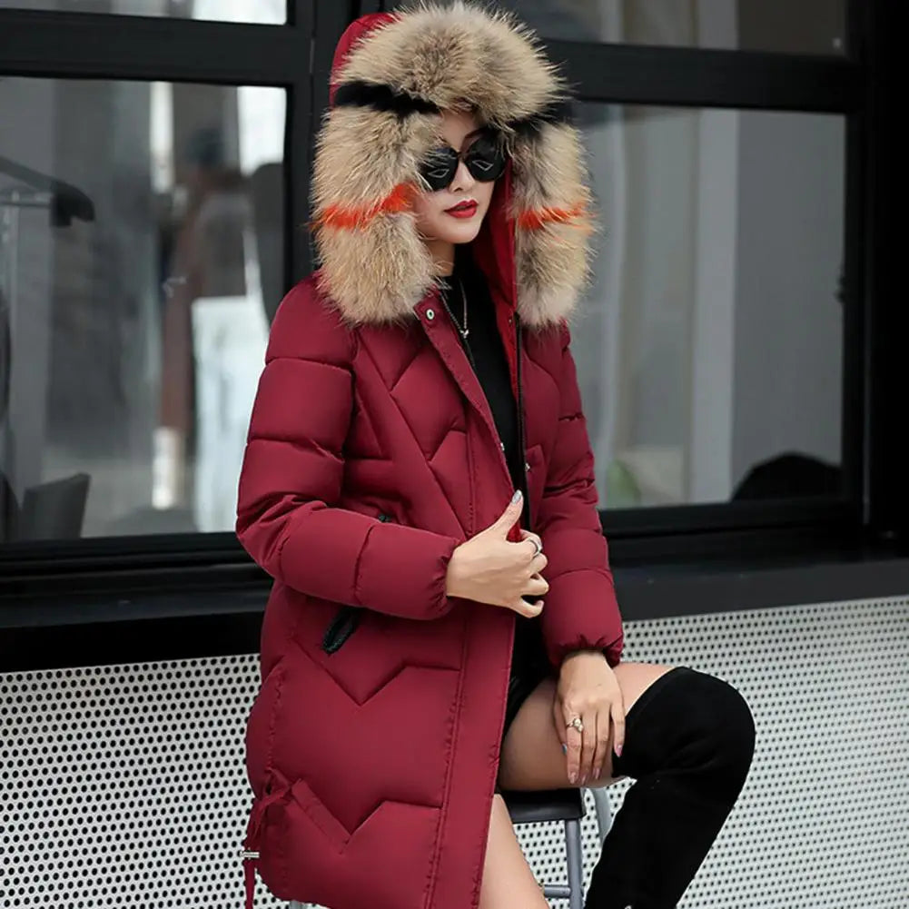 Fashion Coats Winter Jacket Women Parka New 2024 Hooded Long Female Coat Solid Color Windproof Outwear Parka