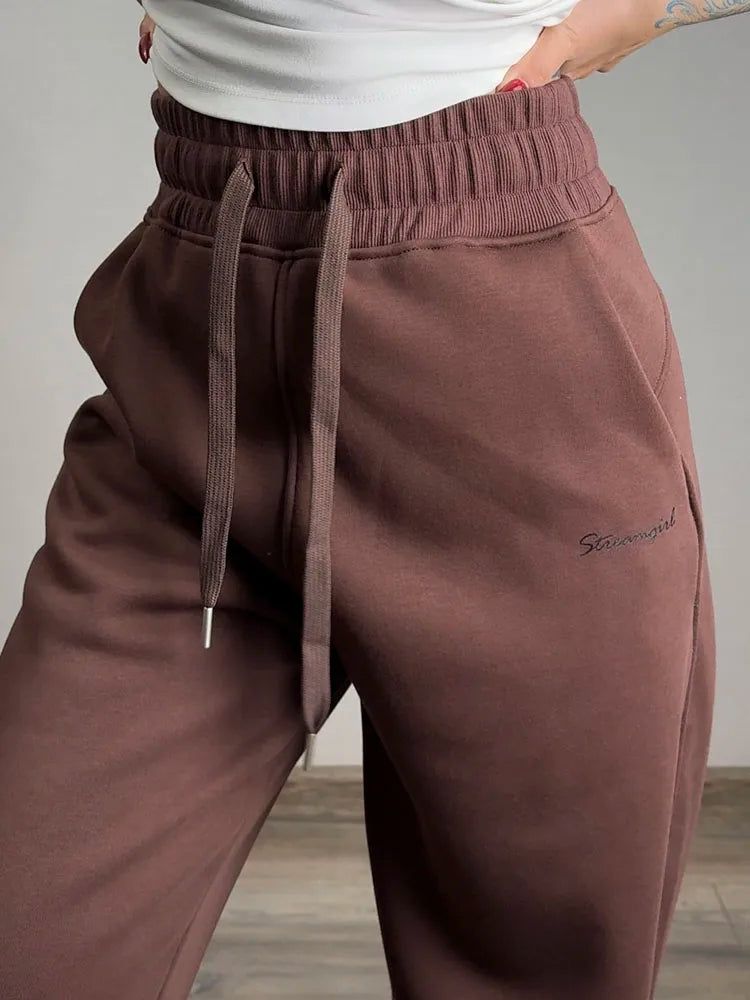 Women Tracksuits Winter Fleece Sweatsuit Brown Warm Crop Zipper Hoodies And Sweatpants Set For Women 2 Piece Velvet Pants Sets