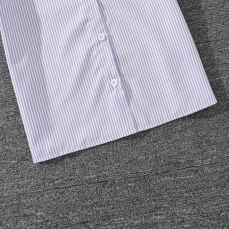 Spring Hot Sale Kids Outfit 4-12 Years Girls Striped Long Sleeve Chemise + Casual Loose Straight Leg Pants Shirt Suit 2Pcs Set