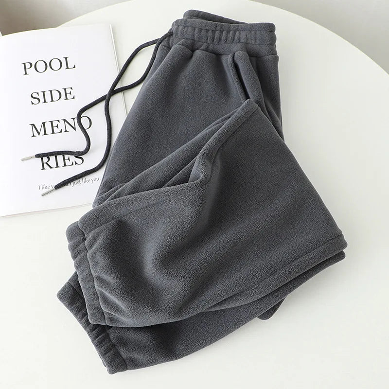 Winter Pants Women Unisex Loose Wide Leg Sweatpants High Waist Drawstring Comfortable Straight Baggy Sweatpants