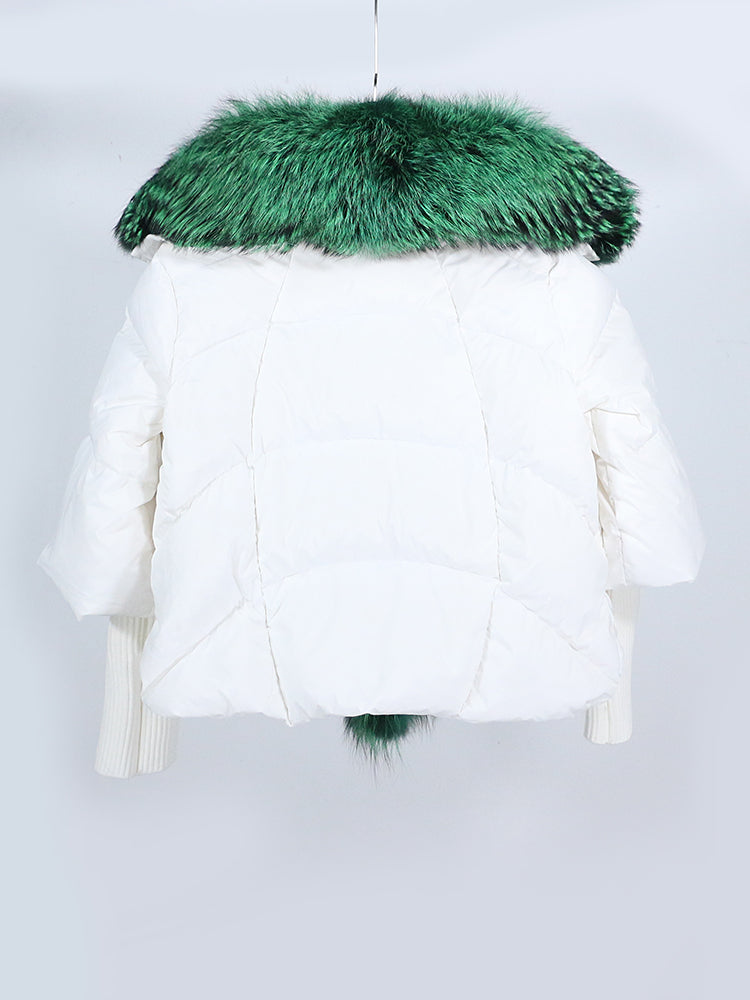 OFTUBY 2023 White Duck Down Jacket Winter Women Warm Loose Coat Natural Real Fox Fur Collar Thick Luxury Outerwear New Fashion