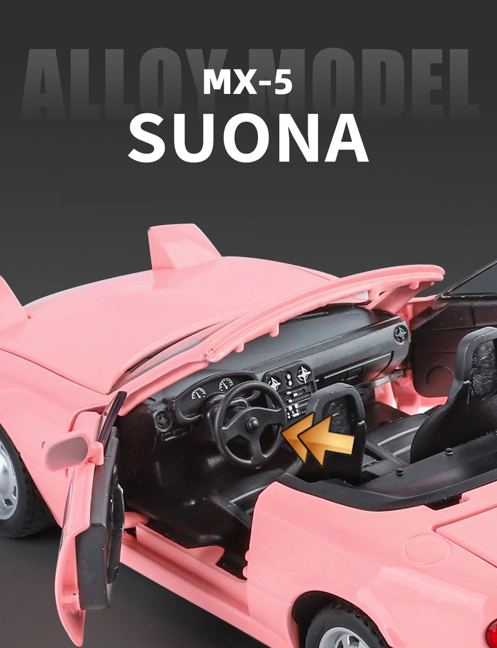 1/24 Mazda Miata MX5 Roadster Toy Car Model Diecast Alloy Metal Miniature Vehicle Model Sound & Light Collection Gift For Boy