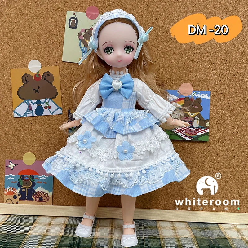 New 30cm BJD Doll High Beauty Asian Girl Toy For Chilren Retro Classic Wedding Dress Lolita Noble Rabbit Holiday Birthday Gift