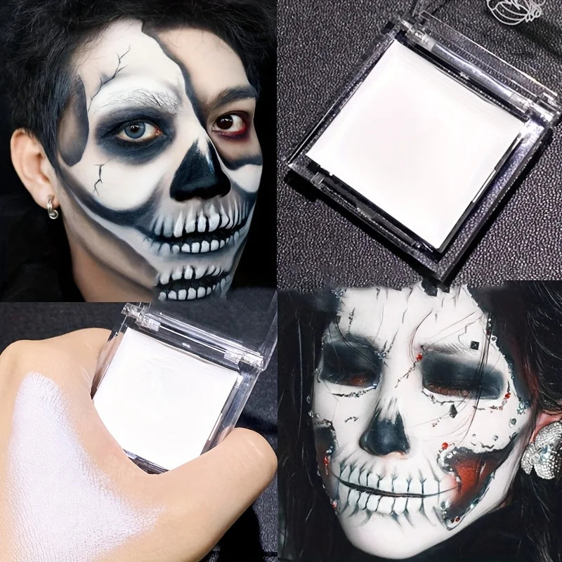 White Foundation Cream,Full Coverage Long-Lasting Cream Formula,Halloween Cosplay Mardi Gras Carnival Makeup,Buildable Coverage