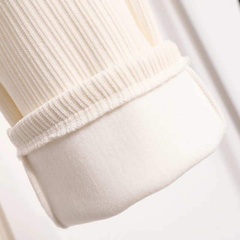 New 2024 Winter Pants For Women Thick Velvet High Elastic Waist White Or Black Chenille Pants Women Streetwear Wide Leg Trousers