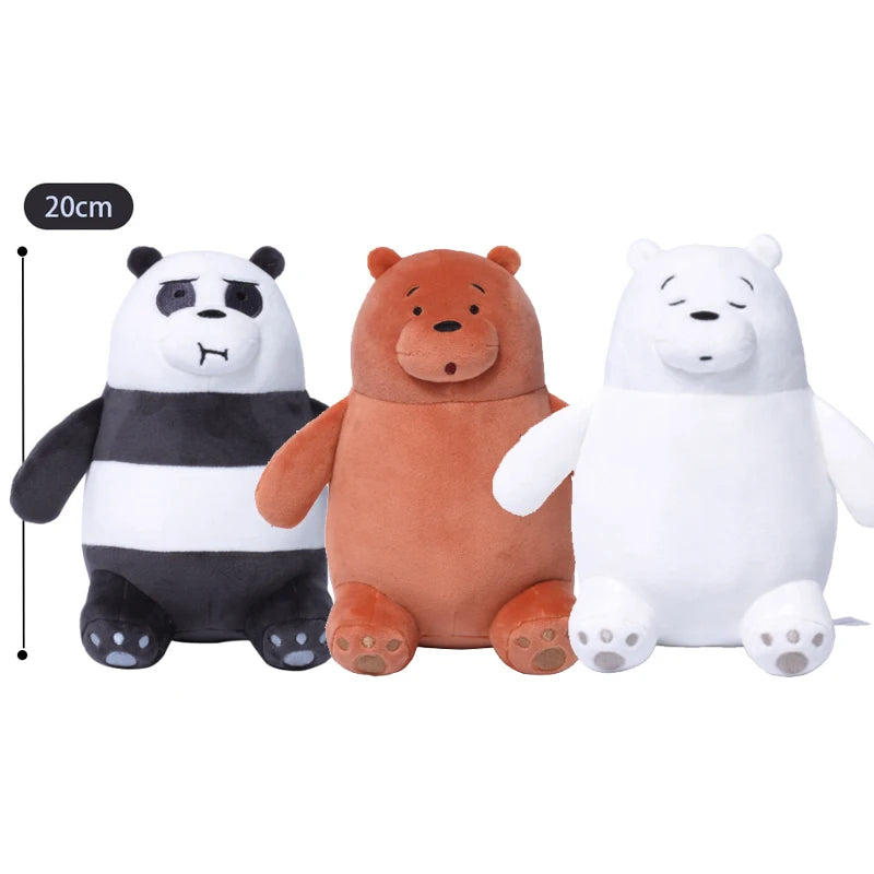 We Bare Bears Plush Toy Sitting vs Standing Grizzly Panda IceBear Cartoon Stuffed Animal Toys Doll For Kid Gift