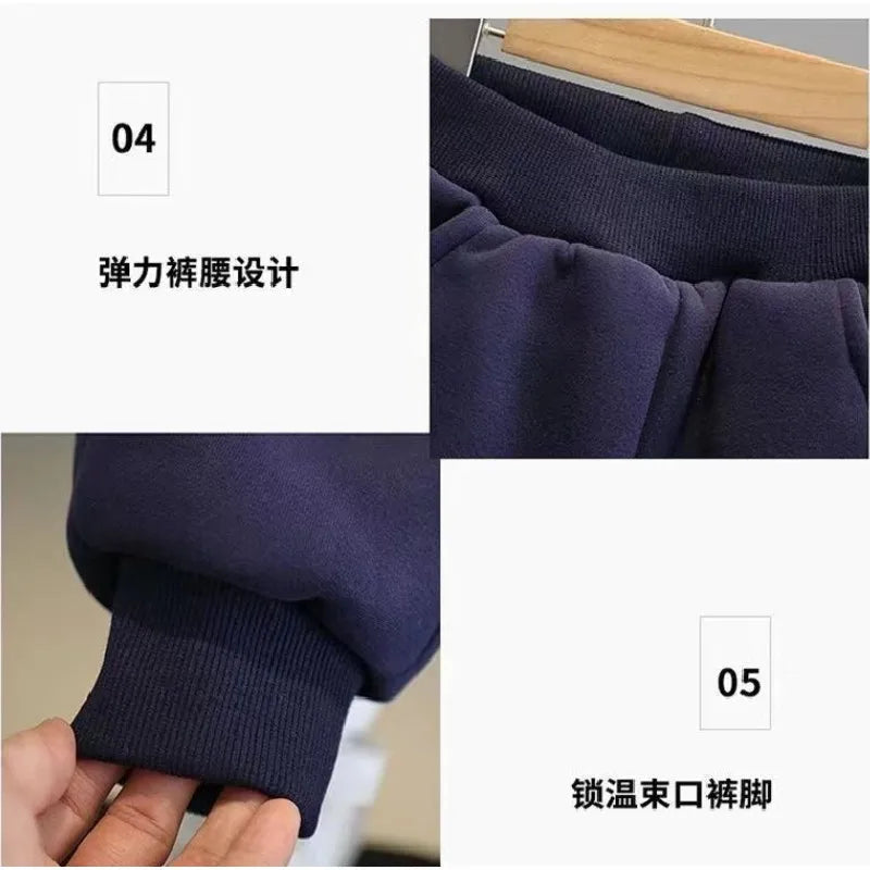 Winter Boys Padded Sets Children's Thicken Suit Autumn Fleece Hooded Sweatshirt Sweatpants 2 Pieces Kids New Warm Outfit