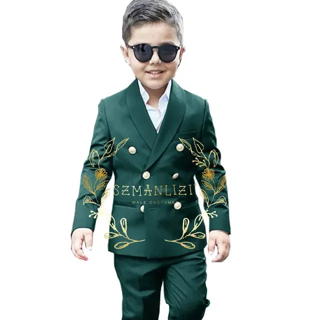 Suit For Boys Wedding Tuxedo 2 Piece Double Breasted Blazer Pants Suit Shawl Lapel Formal Jacket Customized 3-16 years old