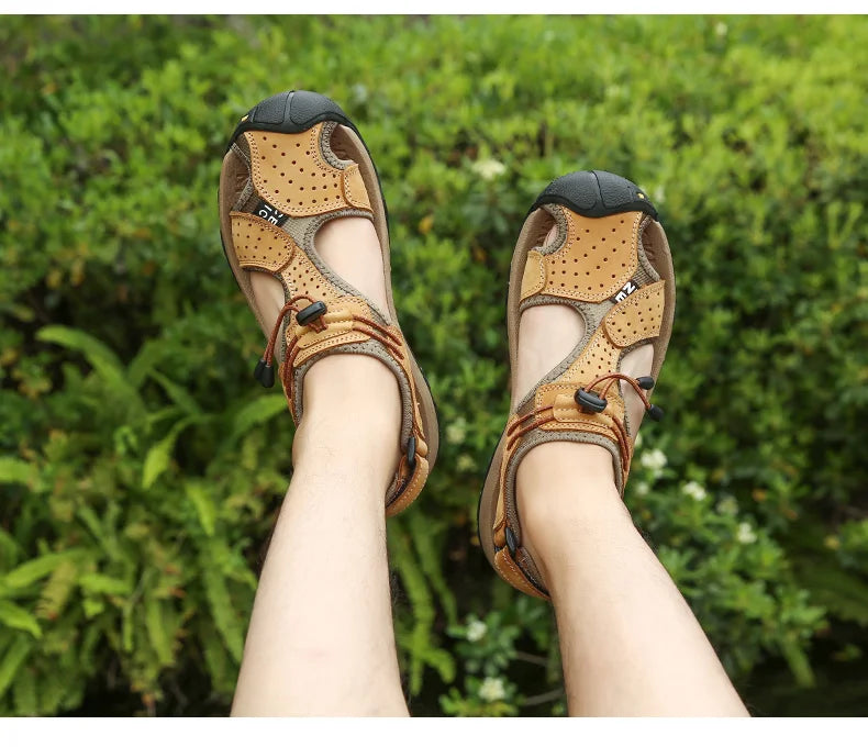 Leather Men Sandals Summer Shoes 2023 New Plus Size Mens Sandals Fashion Casual Outdoor Beach Slippers Breathable Wading Shoes