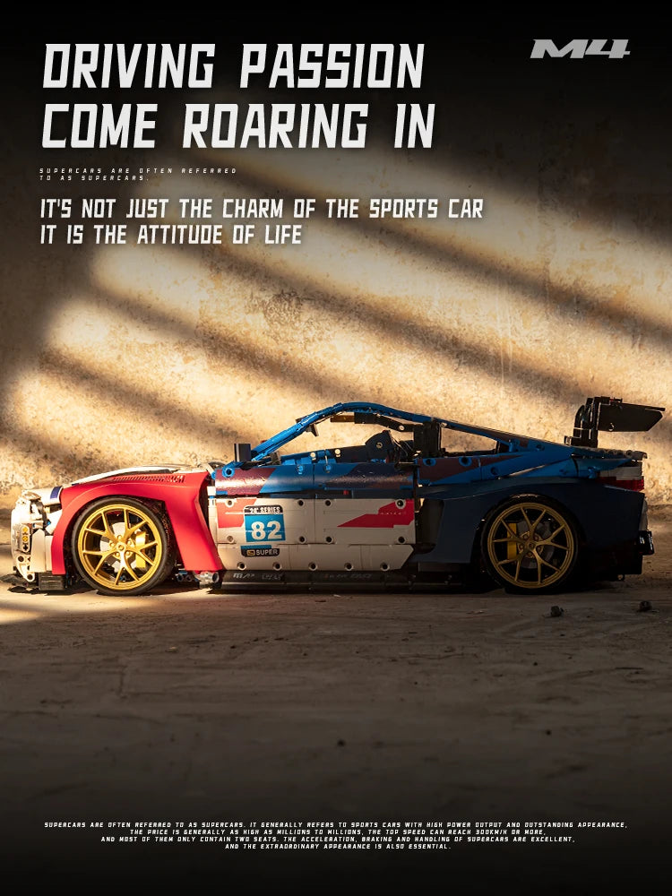 4555PCS Technical M4 Poweful Sport Car Building Blocks High Tech Supercar MOC Construction Bricks Toys Gift For Adult Friend