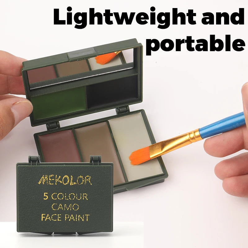 5-Color Camouflage, Face Painting, Camouflage Topcoat, Camouflage Theme Party Baseball Football Role-Playing, Real Camouflage Makeup Oil for Camouflage and Mixing