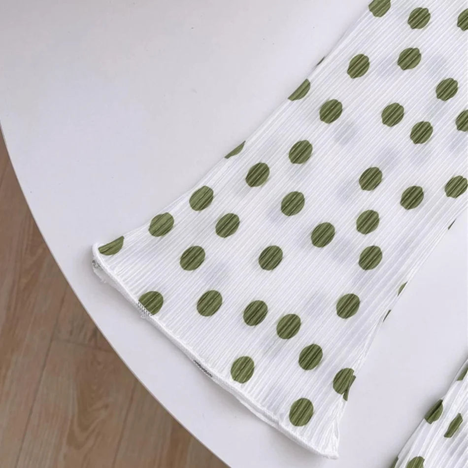 Elegant Playful Girls Floral Polka Dot Flared Pants Summer Autumn Outdoor Casual Bottoms Children Kids Cartoon Fashion Capris