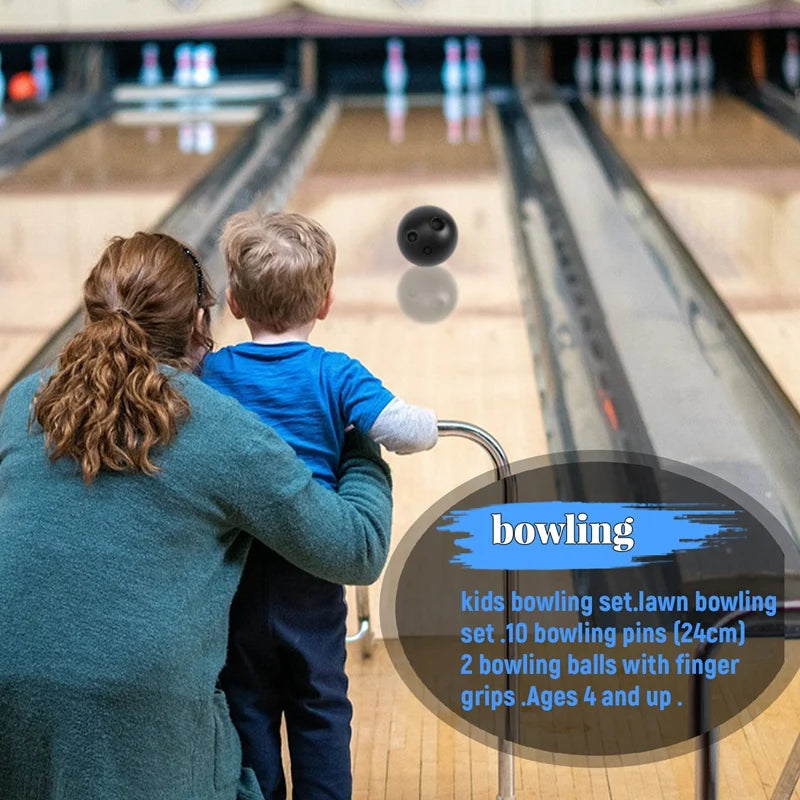 1 Set Bowling Set For Kids & Adults 2 Ball With 10 Pins For Family Kids And Adults Backyard Skittles