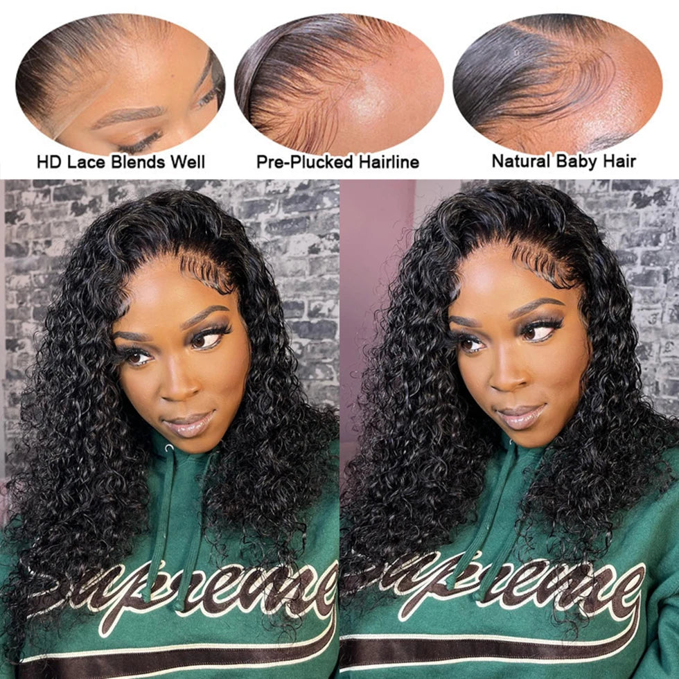 SVT Brazilian Water Wave Short Bob Lace Front Closure Wig Human Hair Wigs Wavy Curly Bob Frontal Wigs For Women Preplucked